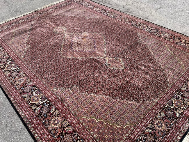 Hand Knotted Persian Tabriz Rug 13.3x9.10 ft - 4