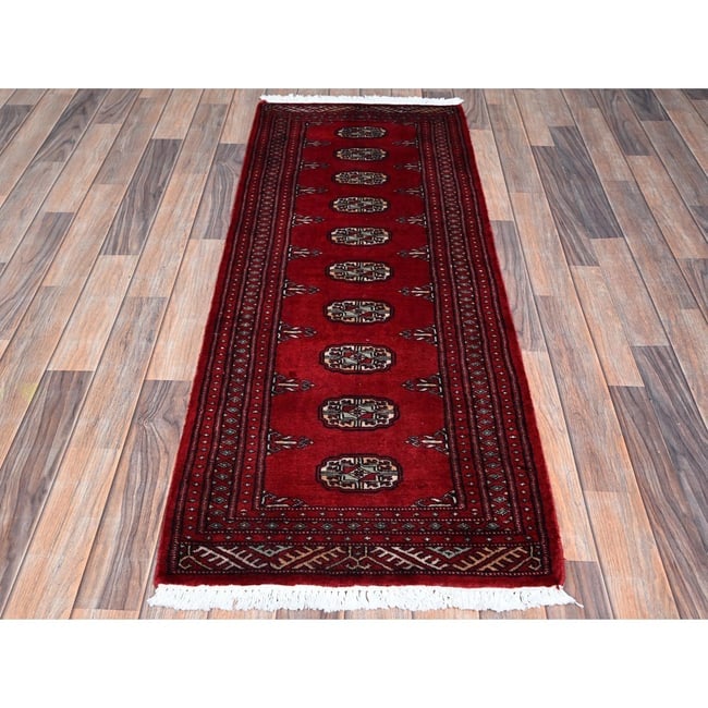 Gray, Hand Knotted Wool and Silk, THE HONEYCOMB Design Runner Rug - 2
