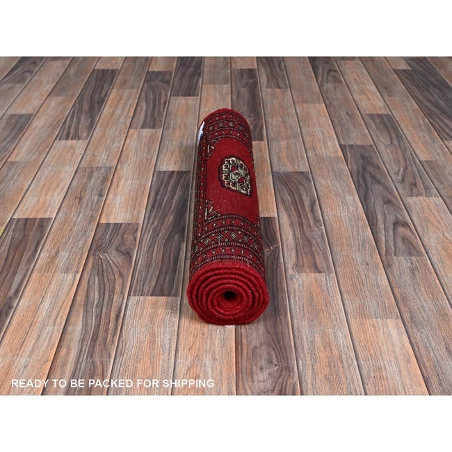 Gray, Hand Knotted Wool and Silk, THE HONEYCOMB Design Runner Rug - 5