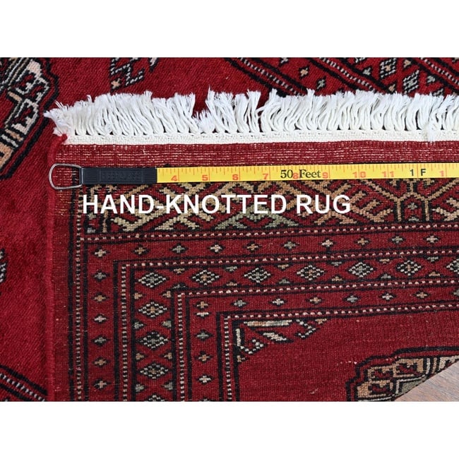 Gray, Hand Knotted Wool and Silk, THE HONEYCOMB Design Runner Rug - 7
