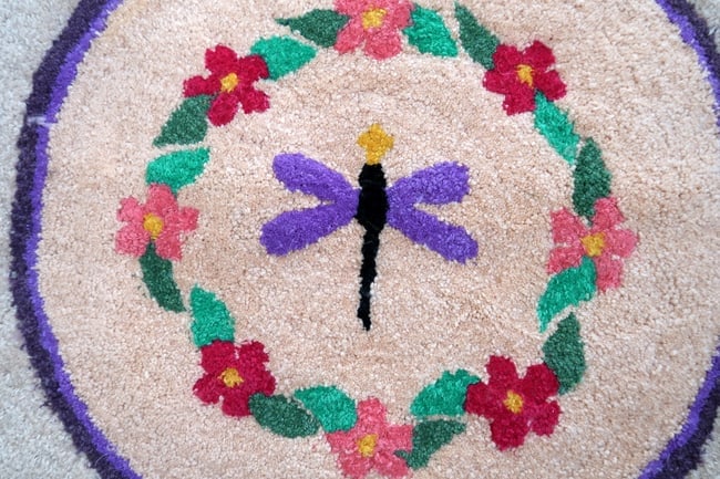 Handmade contemporary ORA French hooked rug 3.2' x 3.3' (99cm x 102cm), 2021 - 5