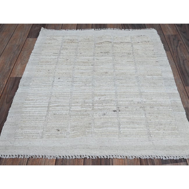 Dark Sapphire, Hand Knotted Grass Design, Wool and Silk Oversized Rug - 2