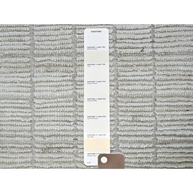 Dark Sapphire, Hand Knotted Grass Design, Wool and Silk Oversized Rug - 4