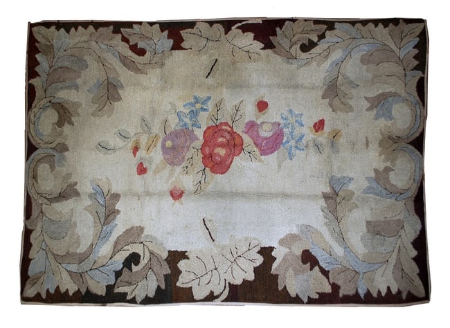 Handmade antique American hooked rug 5.10' x 8.10' (180cm x 272cm) 1880s: Title:Handmade antique American hooked rug 5.10' x 8.10' (180cm x 272cm) 1880s Origin:USA Dimension:5.10' x 8.10' ( 180cm x 272cm ) Materials:wool Year:1880s Description:Antique decorative American