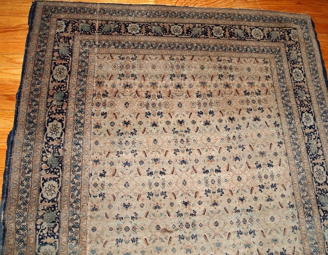 Handmade antique Persian Tabriz Hajalili rug 4.2' x 6.5' ( 128cm x 198cm ) 1880s - 2