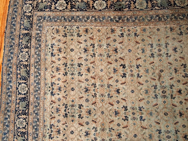 Handmade antique Persian Tabriz Hajalili rug 4.2' x 6.5' ( 128cm x 198cm ) 1880s - 7