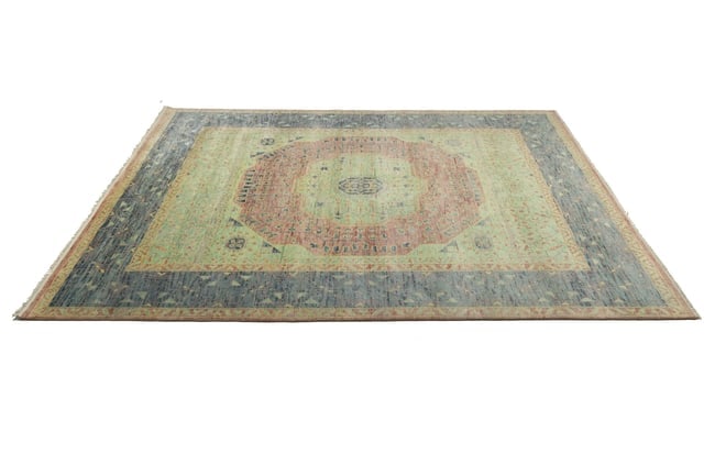 Coral Red Geometric 9X12 Mamluk Oriental Rug - 7