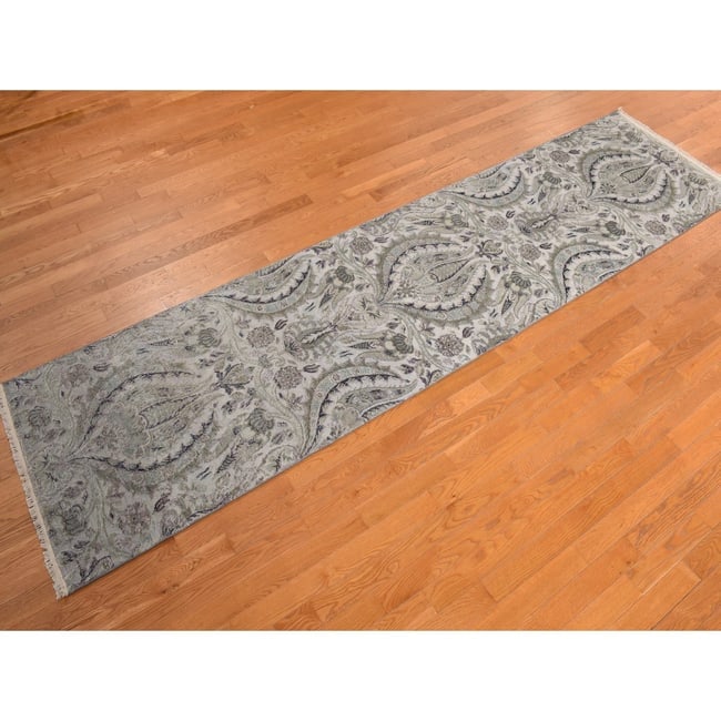 Blue, Modern Design, Organic Wool Hand Knotted, Oriental Rug - 2