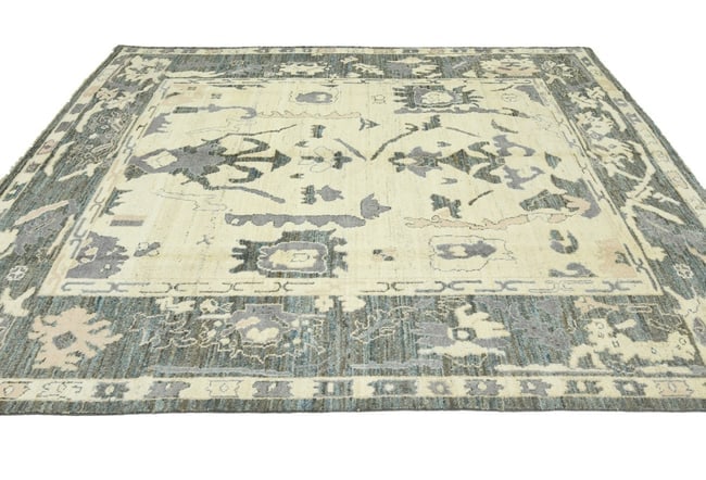 Cream Floral Oushak Peshawar 8X10 Pakistan Oriental Rug - 7
