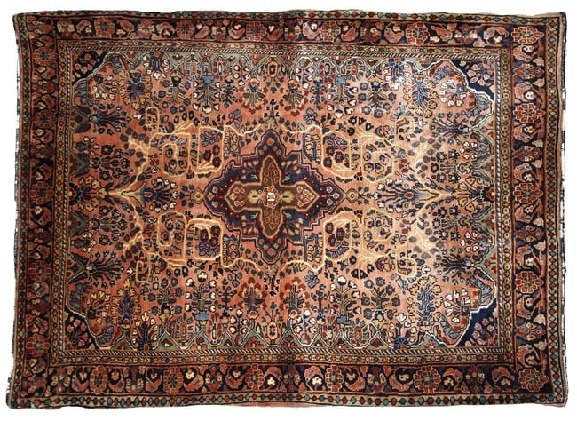 Handmade antique Persian Sarouk rug 3.4' x 5.3' ( 103cm x 161cm ) 1920s - 2