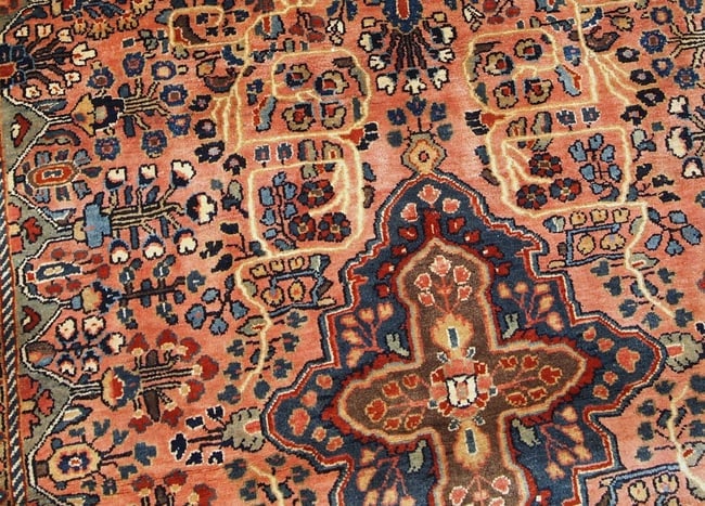 Handmade antique Persian Sarouk rug 3.4' x 5.3' ( 103cm x 161cm ) 1920s - 3