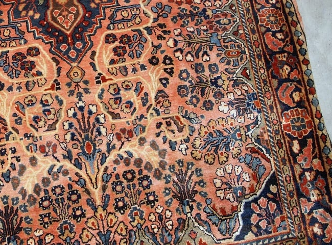 Handmade antique Persian Sarouk rug 3.4' x 5.3' ( 103cm x 161cm ) 1920s - 6