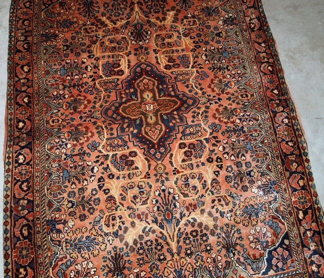 Handmade antique Persian Sarouk rug 3.4' x 5.3' ( 103cm x 161cm ) 1920s - 7