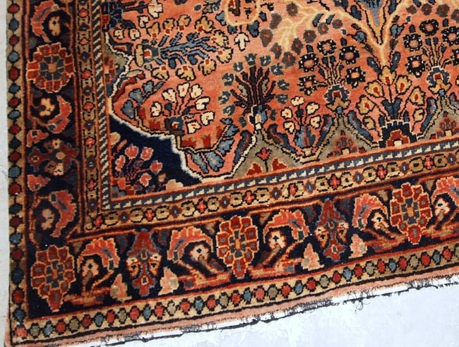 Handmade antique Persian Sarouk rug 3.4' x 5.3' ( 103cm x 161cm ) 1920s - 8