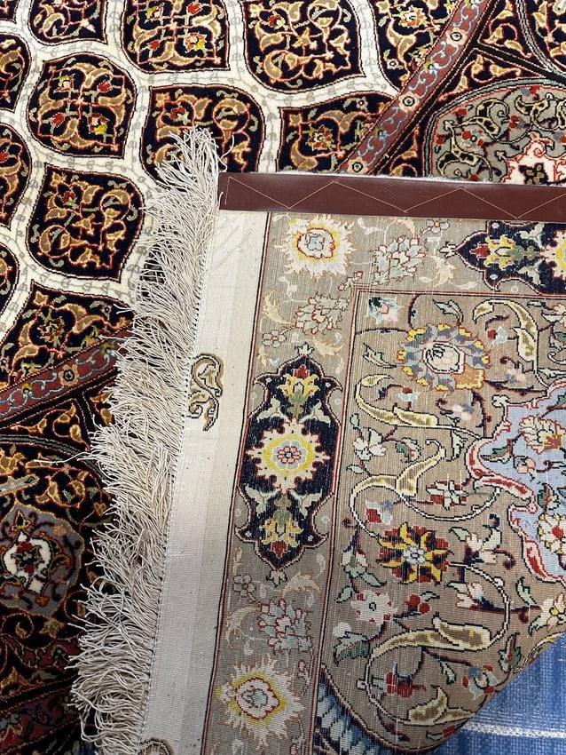 Very Fine Hand Knotted Persian Silk&Wool 60 Raj Tabriz Rug 8.2x8.2 ft - 8