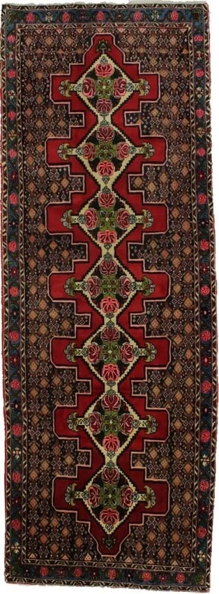 Red Floral 3X9 Bidjar Persian Runner Rug: Title:Red Floral 3X9 Bidjar Persian Runner Rug Description:Handmade 3X9 red Persian runner made with vegetable dyes (fine wool pile and cotton foundation), superior knot count, and appealing ancient