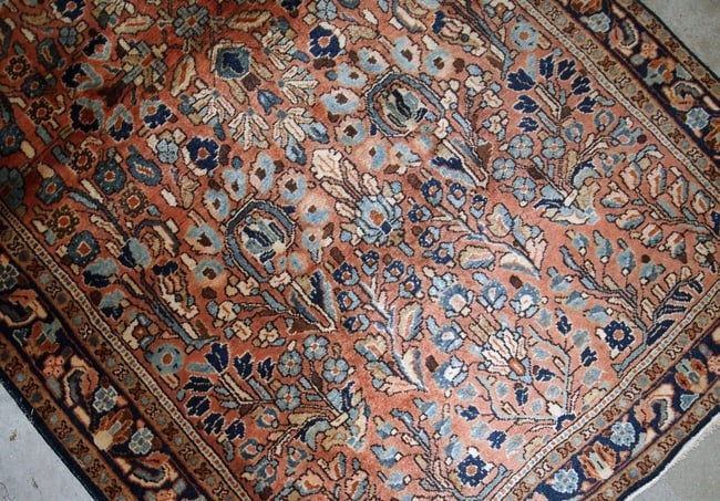 Handmade antique Persian Sarouk rug 3.4' x 5.4' (103cm x 164cm) 1920s - 5