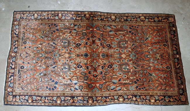 Handmade antique Persian Sarouk rug 3.4' x 5.4' (103cm x 164cm) 1920s - 7