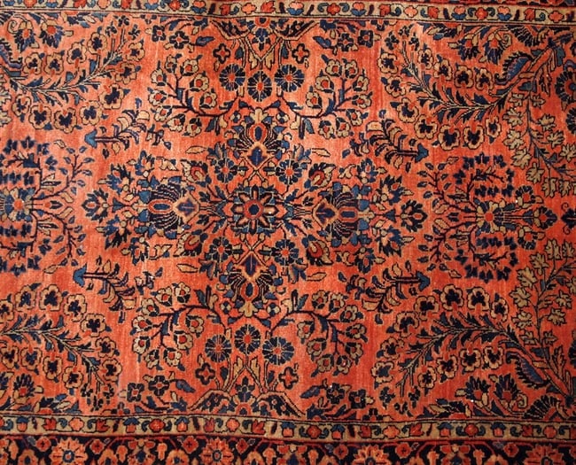 Handmade antique Persian Sarouk rug 3.2' x 5.3' ( 97cm x 161cm) 1920s - 2