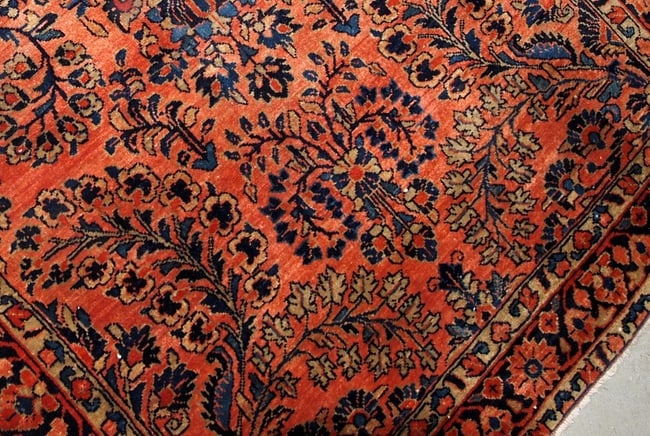 Handmade antique Persian Sarouk rug 3.2' x 5.3' ( 97cm x 161cm) 1920s - 5