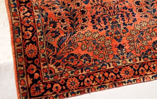 Handmade antique Persian Sarouk rug 3.2' x 5.3' ( 97cm x 161cm) 1920s - 7