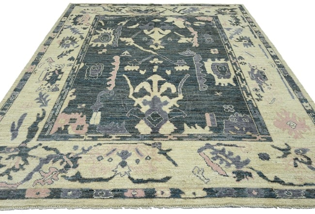 Gray Floral Oushak Peshawar 8'6X10 Pakistan Oriental Rug - 3