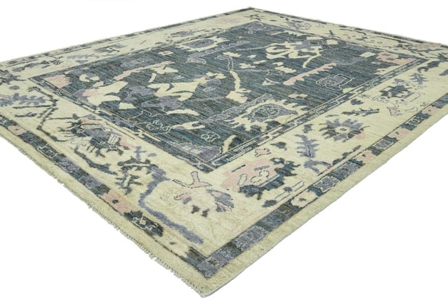 Gray Floral Oushak Peshawar 8'6X10 Pakistan Oriental Rug - 5