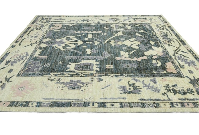 Gray Floral Oushak Peshawar 8'6X10 Pakistan Oriental Rug - 7