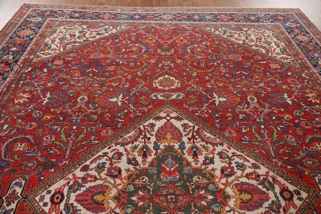 Pre-1900 Vegetable Dye Sultanabad Persian Area Rug 10x13 - 17