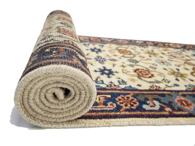 Cream Floral 2'6X23'4 Chobi Oriental Runner Rug - 17