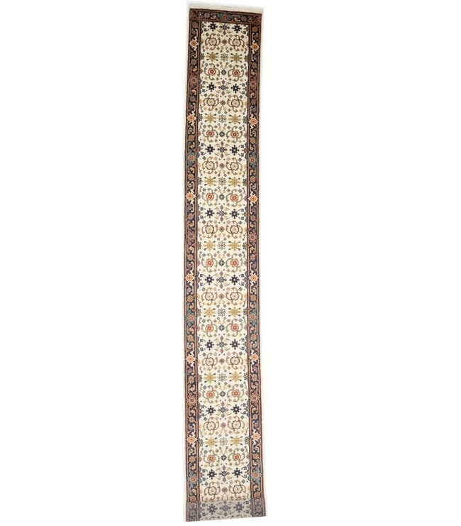 Cream Floral 2'6X23'4 Chobi Oriental Runner Rug - 18