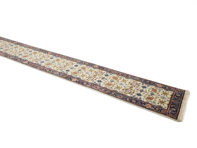 Cream Floral 2'6X23'4 Chobi Oriental Runner Rug - 4