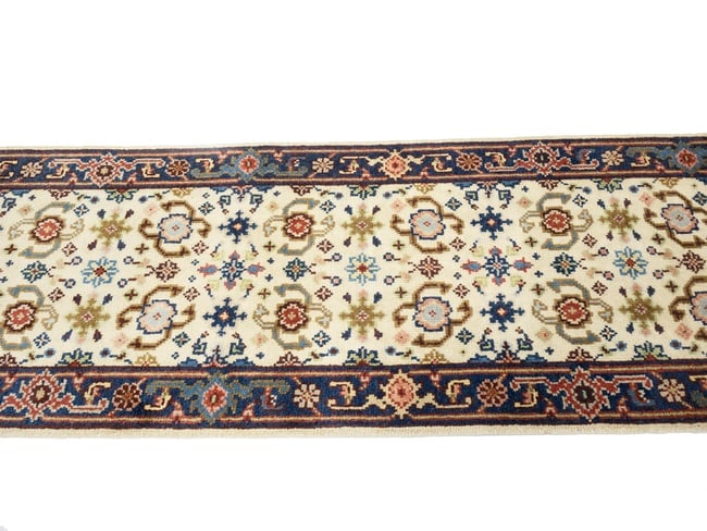 Cream Floral 2'6X23'4 Chobi Oriental Runner Rug - 8