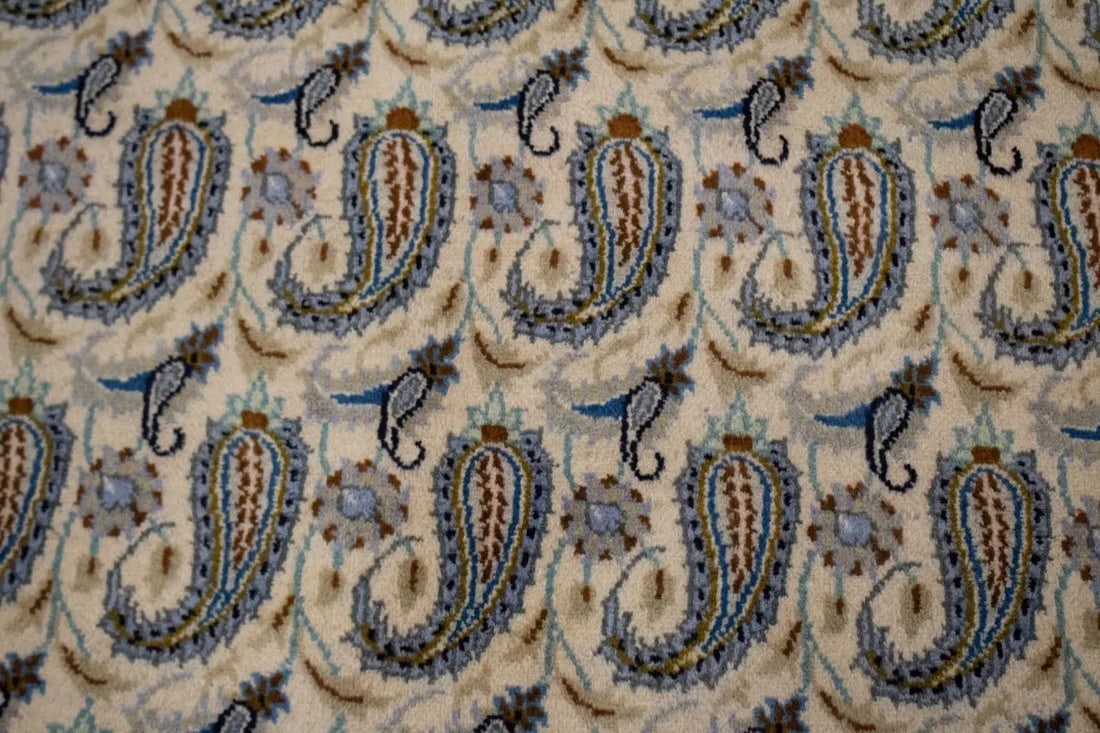 Semi Antique Beige Floral 7'4X10'5 Kashan Boteh Persian Rug - 7
