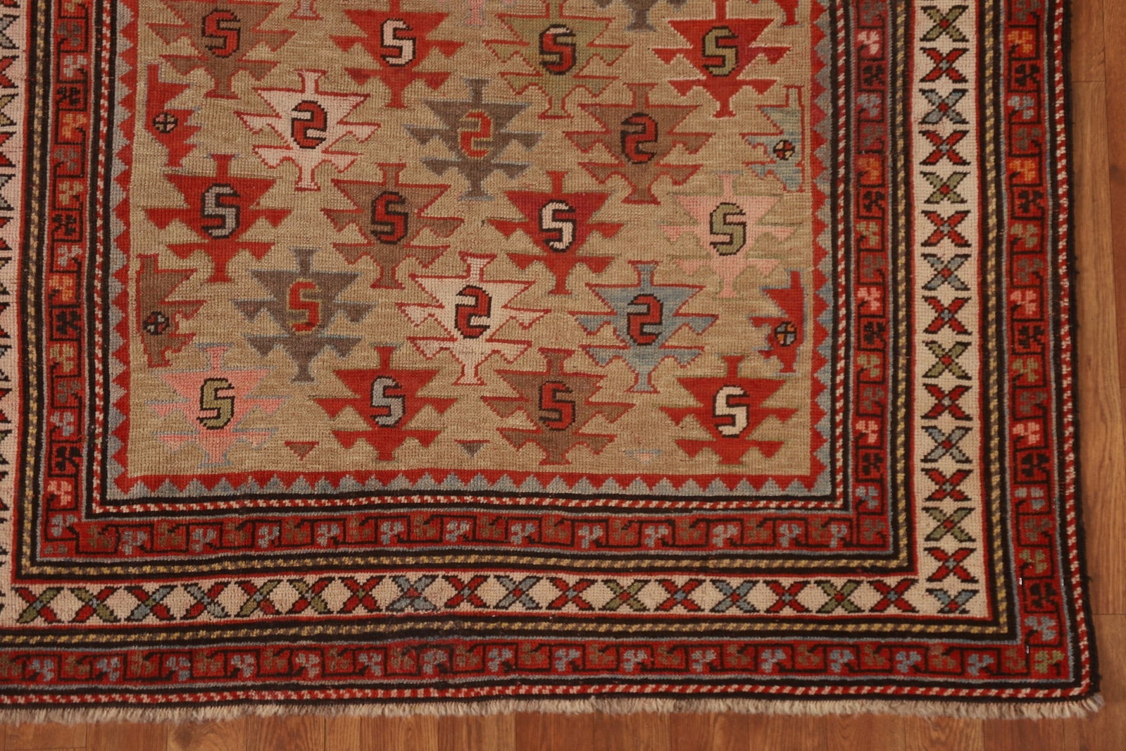 Pre-1900 Antique Vegetable Dye Kazak Oriental Area Rug 4x5 - 7