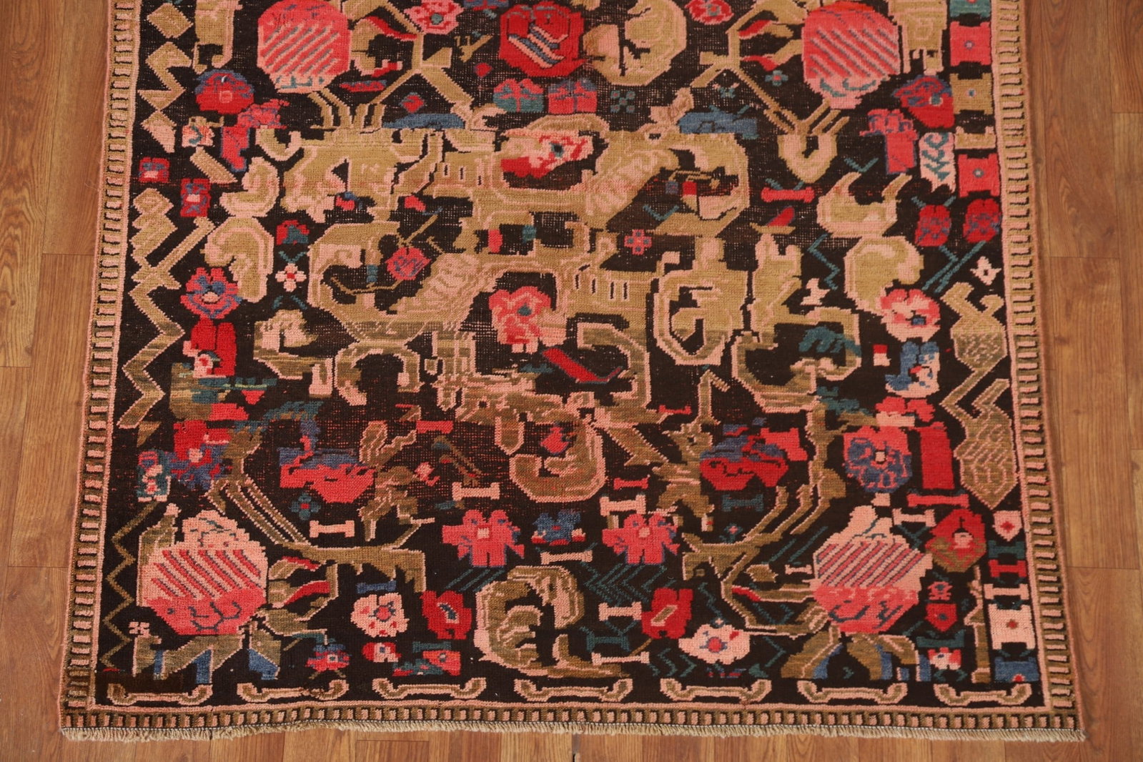 Pre-1900 Antique Karabakh Vegetable Dye Runner Rug 4x15 - 7