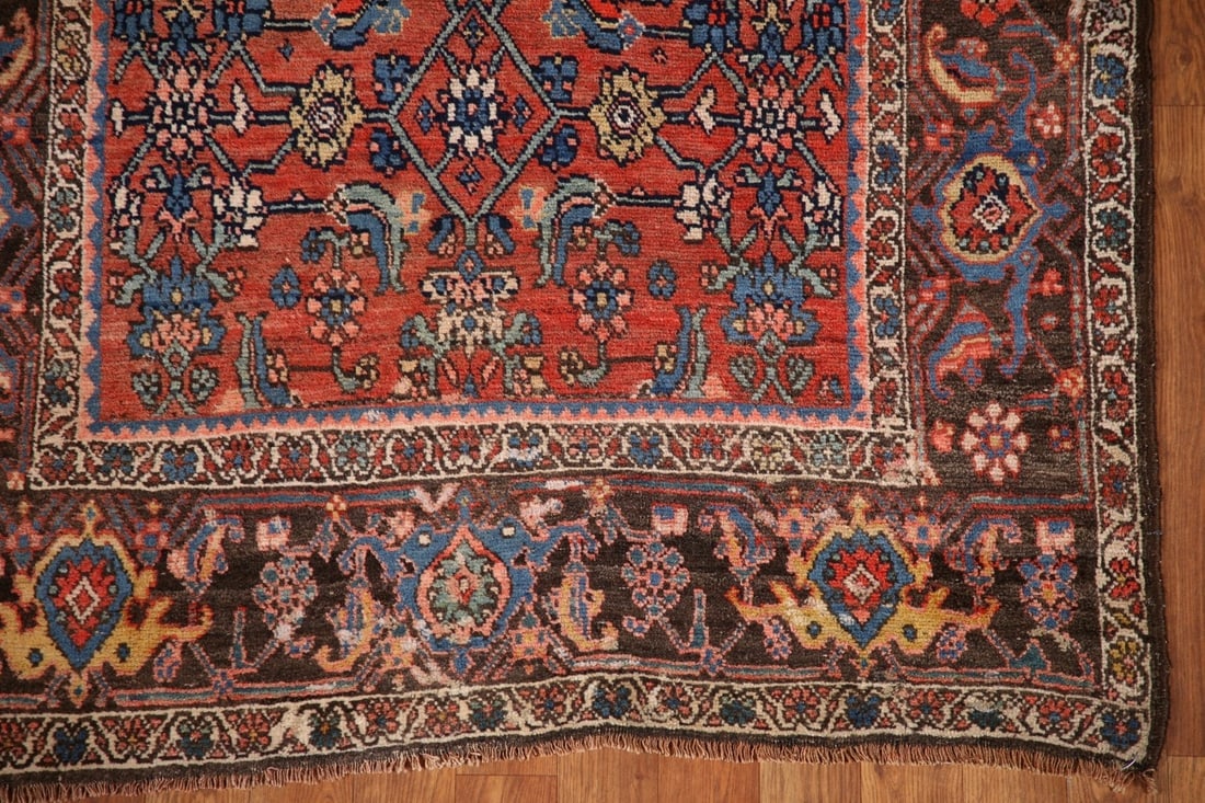 Pre-1900 Antique Vegetable Dye Bidjar Halvaie Persian Rug 4x7 - 7