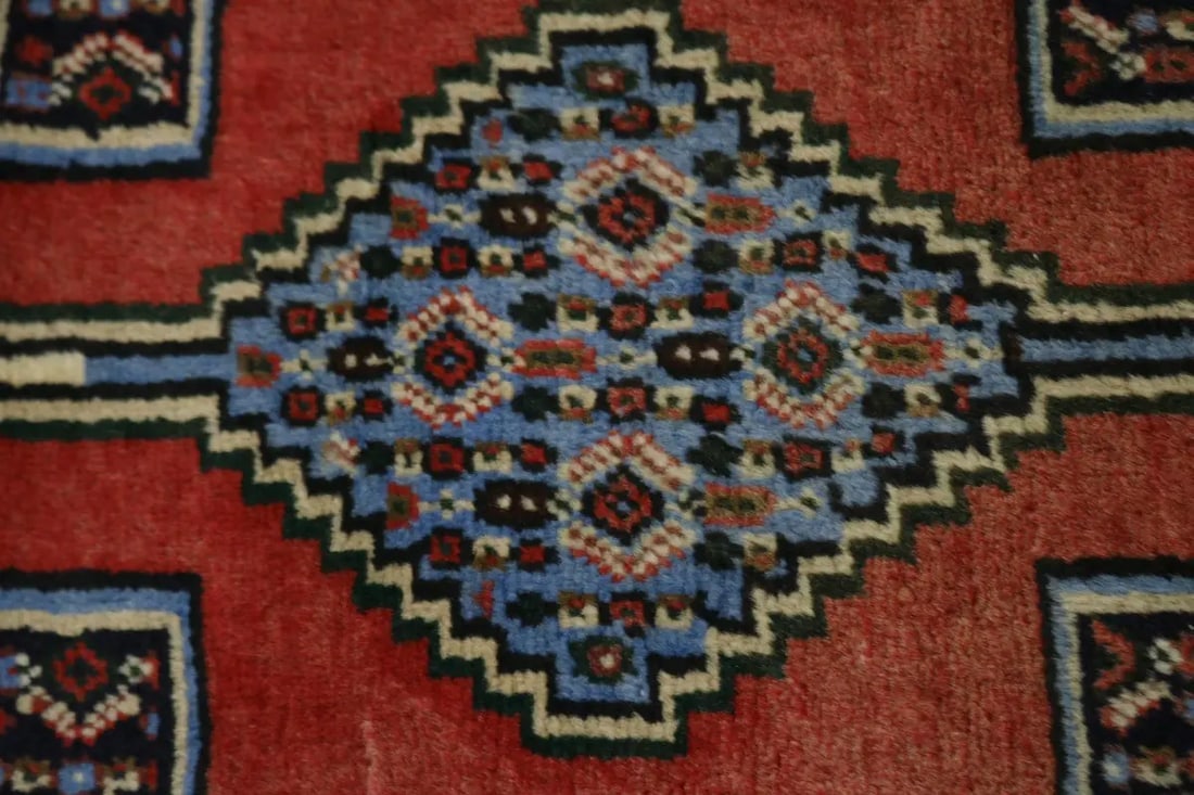 Vintage Red Geometric 3X9 Bidjar Sanneh Persian Runner Rug - 7