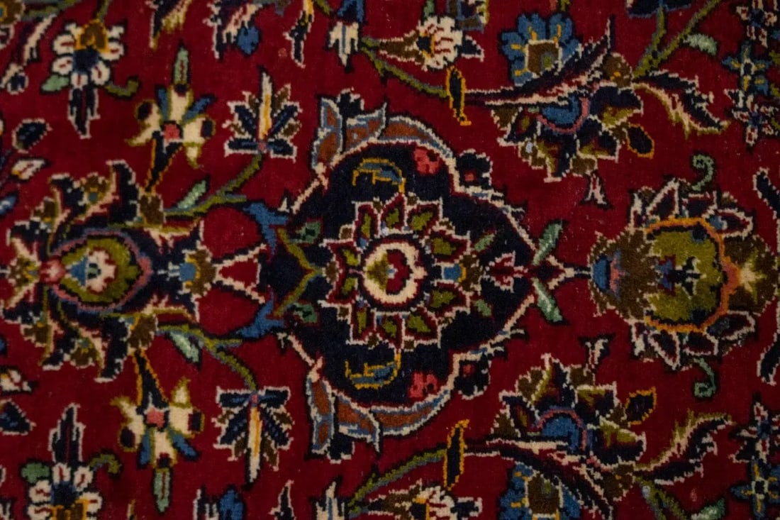 Vintage Red Traditional 10X13 Kashan Persian Rug - 7