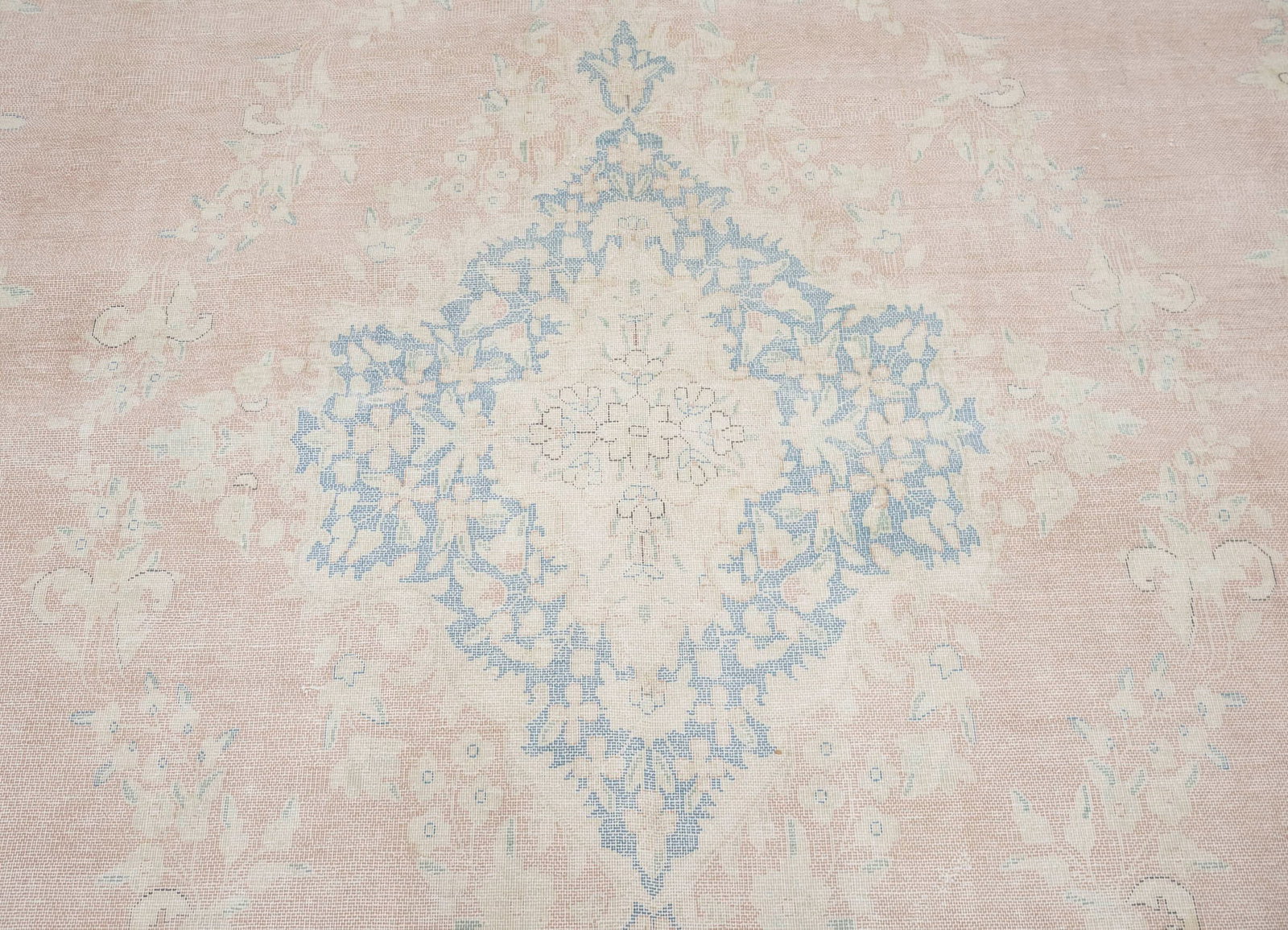 Antique Muted Floral 10X13 Distressed Vintage Oriental Rug - 7
