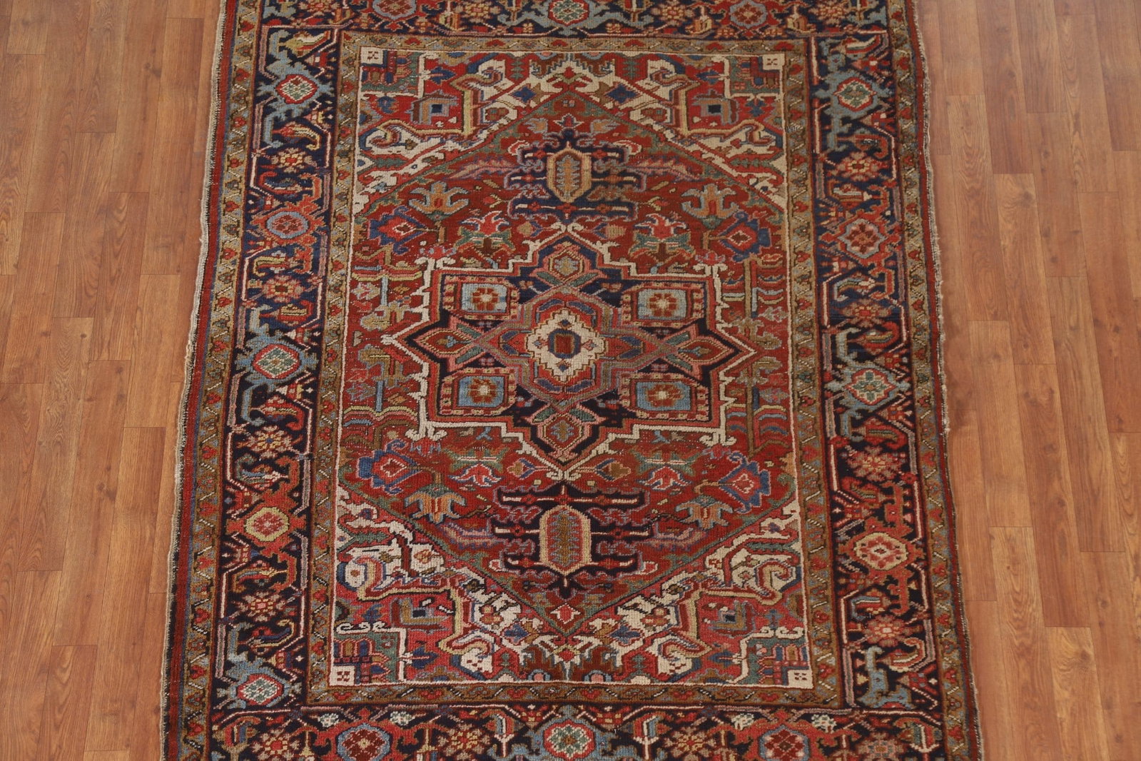 Pre-1900 Antique Vegetable Dye Heriz Serapi Persian Rug 5x6 - 4