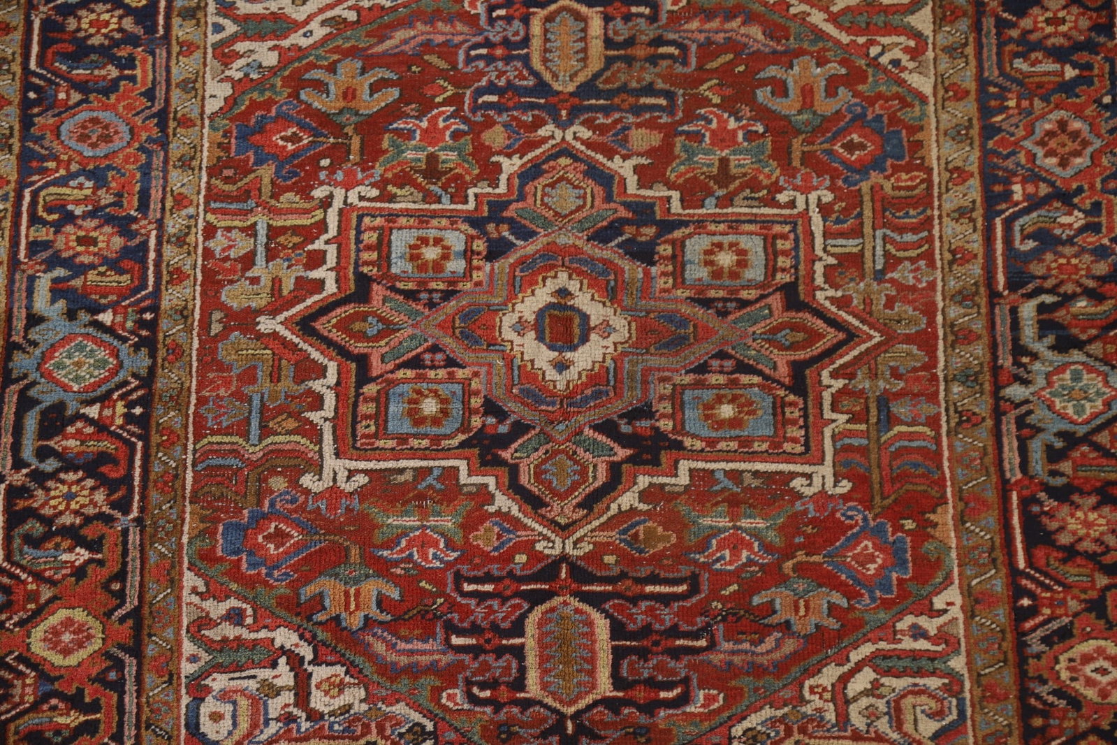 Pre-1900 Antique Vegetable Dye Heriz Serapi Persian Rug 5x6 - 5