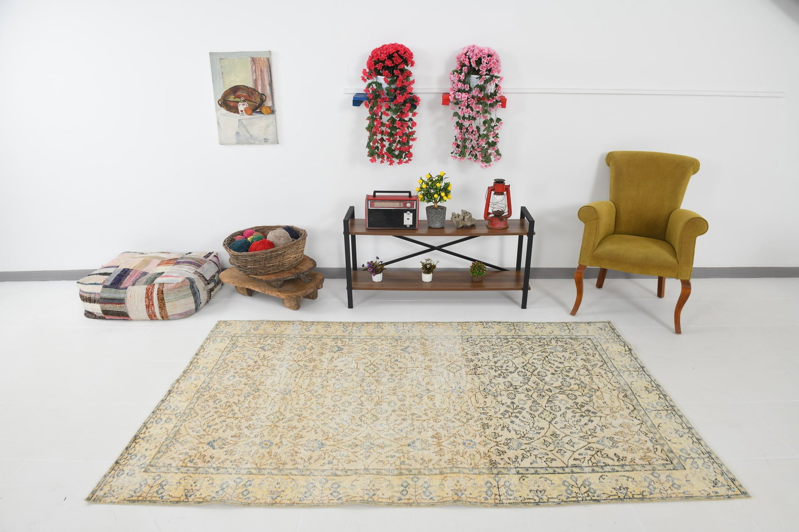 4'11'' x 8'1'' Handmade Vintage Wool Rug - 5641 - 2