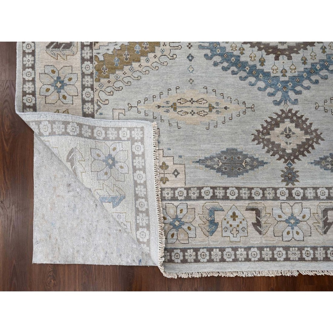 Currant Red Antiqued Heriz Re-Creation Hand Knotted Wool Runner Rug - 4