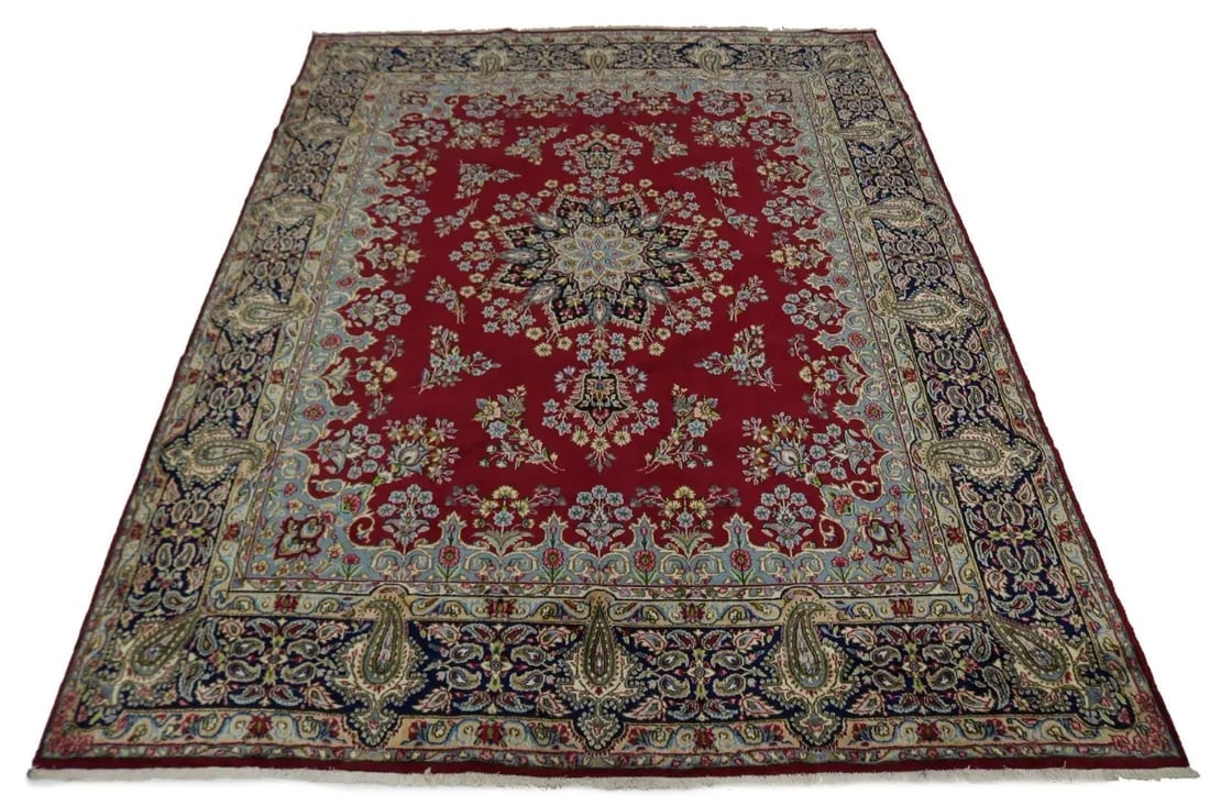 Semi Antique Red Classic 10X13 Kerman Persian Wool Rug - 3