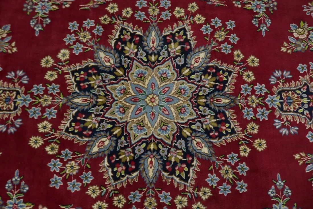 Semi Antique Red Classic 10X13 Kerman Persian Wool Rug - 7