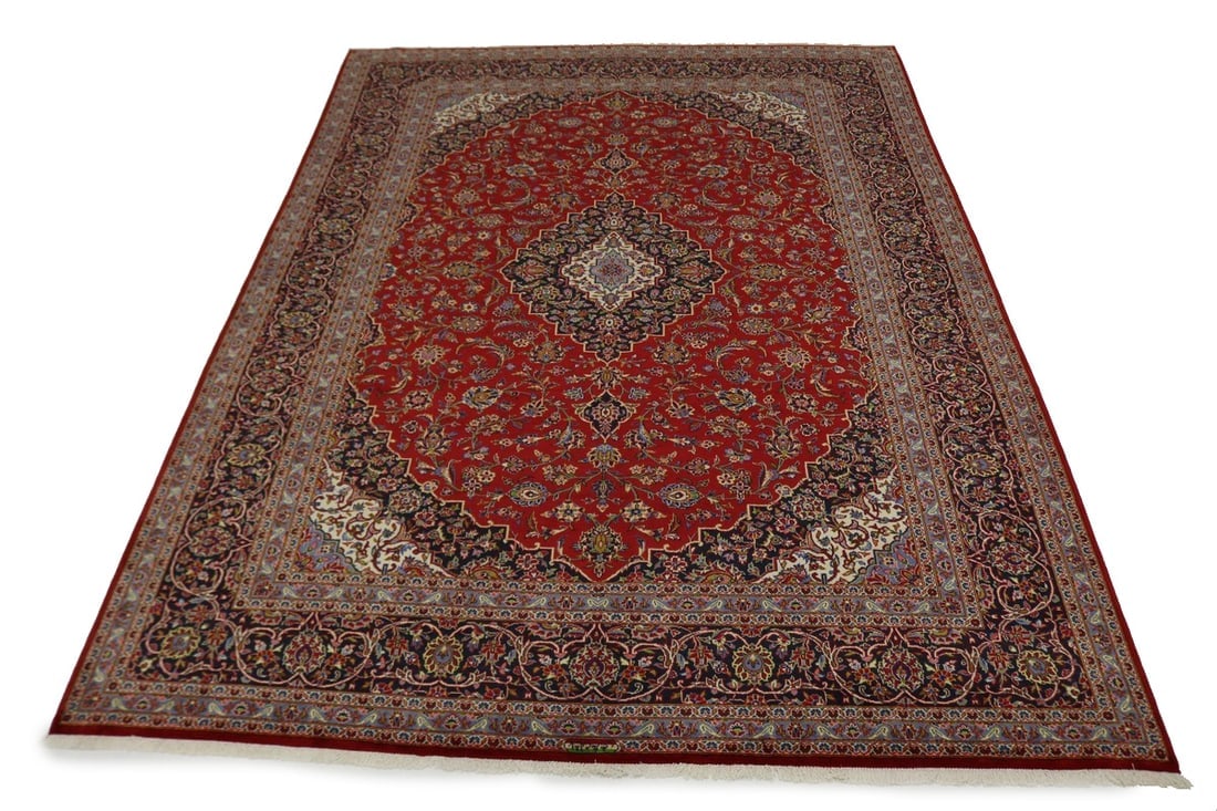 Vintage Red Traditional 10X13 Kashan Persian Rug - 3
