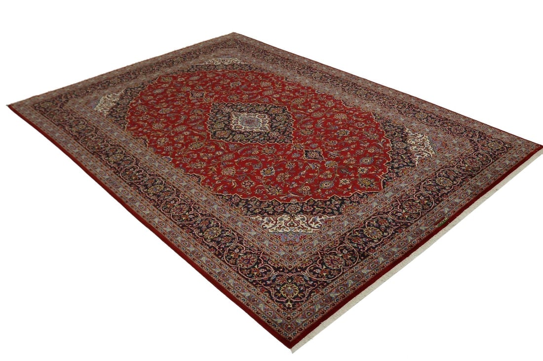 Vintage Red Traditional 10X13 Kashan Persian Rug - 4