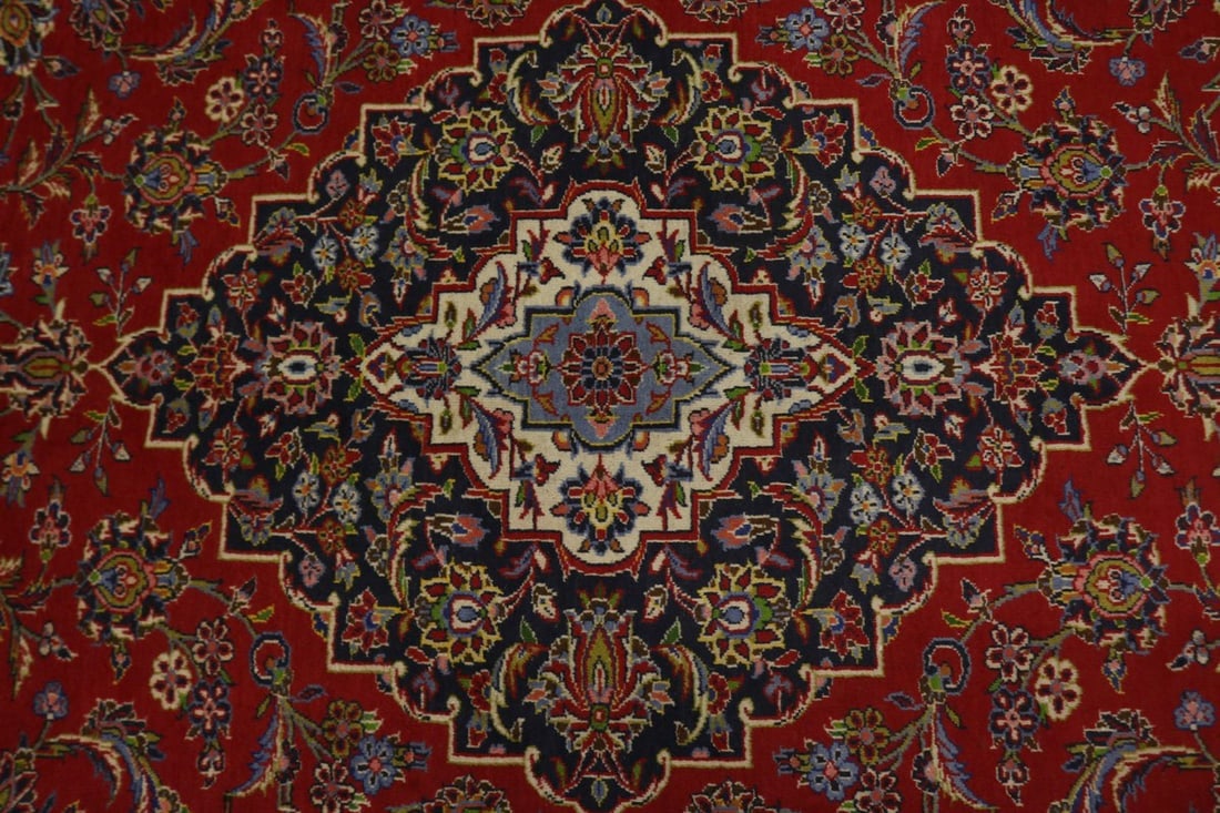 Vintage Red Traditional 10X13 Kashan Persian Rug - 6