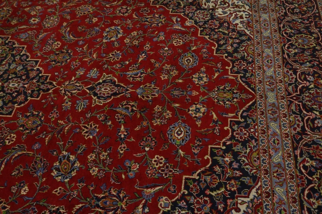 Vintage Red Traditional 10X13 Kashan Persian Rug - 8
